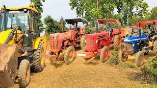 JCB 3dx Backhoe Loader Machine Loading Mud in Mahindra Tractor Powertrac Stuck in Mud | Jcb Video