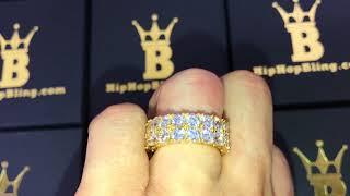 Gold Double Row Eternity Bling Bling Rings | Mens Hip Hop Jewelry