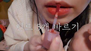 ASMR 꾸덕틴트 5종 바르기 입소리ON [ lip tint MOUTH SOUMD ]