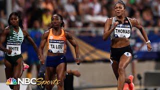 Gabby Thomas rallies past stacked field for 200m title in Paris | NBC Sports