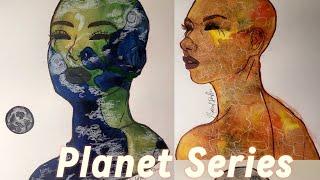 Planet Series Mixed Media Paintings