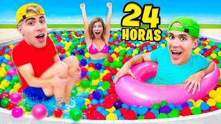 24 HOURS IN A POOL FULL OF BALLS !!