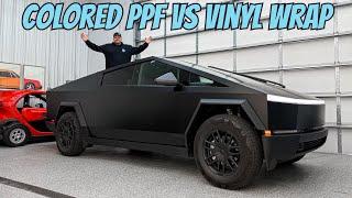 Tesla Cybertruck Colored PPF vs. Vinyl Wrap Comparison - Cost, Installation, & Durability