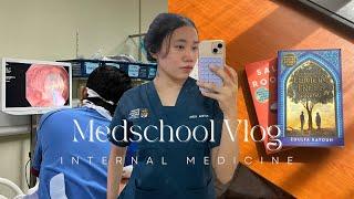 medschool vlog || new posting: internal medicine ; scrubs unboxing ; book(s) i'm reading! 