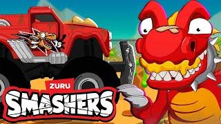 The Dino's Go Truck or Treating | Smashers | Halloween Cartoons for Kids |  DINO CHALLENGE 