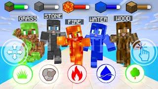 JJ Became All Element Elemental Turning - Fire Water Stone - Maizen Minecraft Animation with Mikey