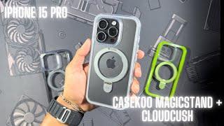 Casekoo Magicstand + CloudCush Case for The New iPhone 15 Pro - Black Titanium