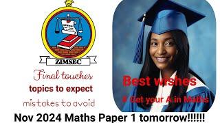 Zimsec Nov 2024 Maths Paper 1, Last minutes exam tips