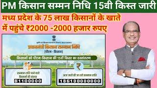 PM Kisan 15वी किस्त जारी/ मध्य प्रदेश के 75 लाख किसानों के खाते में ₹2000-2000 जारी