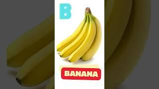 LEARN ENGLISH LETTERS From A to E FRUITS FLASH CARDS #flashcardsforkids #learnfruitsnames #quizzy