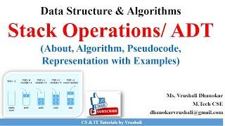 DSA 1.22 Stack Operations (Algorithm, Pseudocode & Analysis) with Examples / Stack ADT