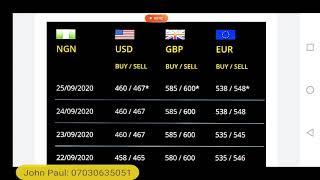 Dollars, Pounds, Euro Black Market Rates: September 25, 2020