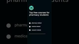 Top free courses for pharmacy students. #freecoursewithfreecertificate #pharmacycareer