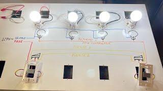 Como conectar 4 lamparas en paralelo con 2 apagadores de escalera INSTALACIONES ELECTRICAS