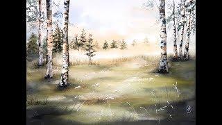 Forest of Birch Trees Watercolors Painting Demonstration