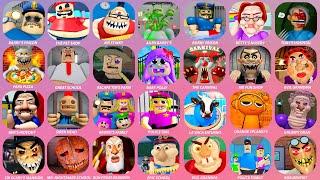 ROBLOX:BARRY'S PRIOSN,POLICE FAMILY ESCAPE,MR FUNNY TOYSHOP,EVIL GRANDMA,BOB THE DENTIST,GRUMPY GRAN