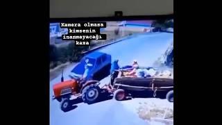 İlginç traktör kazası (kamera olmasa kimse inanmazdı)