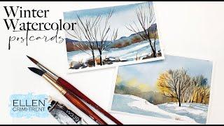 Winter ️ Watercolor Postcards Tutorial