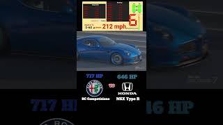 Alfa Romeo 8C Competizione vs a 646 Honda (Acura) NSX Type R #gt7 #dragracing #alfaromeo #Honda