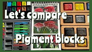 Block Comparison II.  Inktense blocks vs ArtGraf Tailor Shapes vs Cretacolor Aqua Briques 