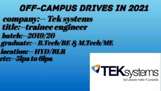 how to apply for tek systems||off campus drives for 2020 batch||latest software jobs for freshers