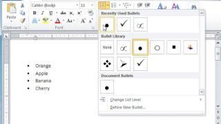 Word 2010 Applying Bullets