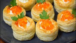 Лучшая Праздничная Закуска!  Волованы с красной икрой