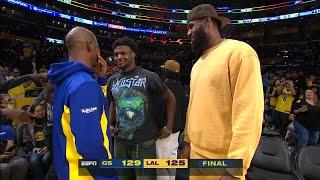 LeBron James & Chris Paul say hello to Bronny after the game | NBA on ESPN