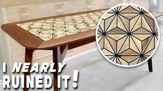 Mid Century Dining Table -  How to Make a Stunning Wood Tile Pattern Top