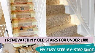 How To Fit A Stair Runner Yourself - I did It For Under £100  - Full Guide To Renovating Old Stairs