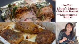 VEGAN Stuffed Lion's Mane Chicken Breast with a Champagne Sauce | The Vegan Good Life With Miyoko