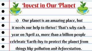 World Earth Day 2023 Theme | Invest in our Planet |Speech on World Earth day Theme| Important Facts