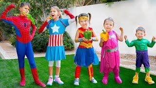 Five Kids Superheroes and Healthy Food + more Children's Songs and Videos