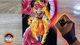 How to Draw Goku Super Saiyan God [Full Body] with Shenron 