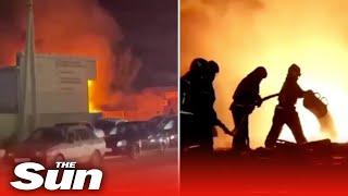 Moment Russian gas station EXPLODES in huge blast, 'killing dozens'