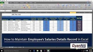 Employee's salary details Record in excel | How to maintain Salary Record in Excel