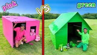 Overnight Survival Challenge || Using Only On Colour Items || Low Budget Colours House Challenge