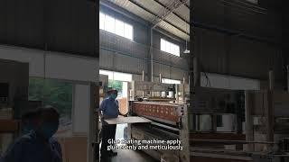 Hotel furntiure factory tour ：Glue coating machine apply glue evenly and meticulously