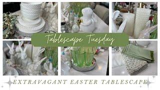 NEW! EXTRAVAGANT EASTER TABLESCAPE! #tablescapetuesday #easter #bunny #spring #brunch #tabledecor