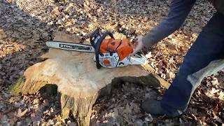 Stihl ms 500i cut the wood stump