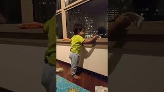 when baby is in mood to enjoy the view from 32nd floor.. #chicago