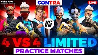 FREE FIRE LIVE 4 VS 4 LIMITED CONTRA PRACTICE MA SQUAD NI KOTTA DHAMU UUNDHA