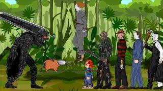 Berserker Armor, Pochita vs Jason Voorhees, Freddy Krueger, Michael, Penny Wise, Chucky, Art  Clown