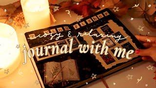 cozy journal with me ️ asmr sounds, gentle piano & background fire noises