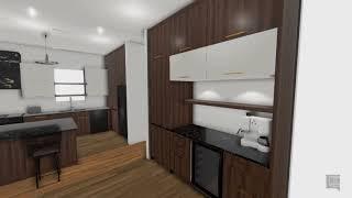 Flat Slab Walnut & White High Gloss Acrylic Rendering