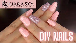 Easy DIY Pink Coffin Nails | Kiara Sky Gelly Tips & Dip Powder Nail System Tutorial/Review