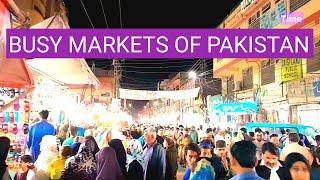 Walking tour, Punjab, Rawalpindi Awan Market par 2 , Crowded market, street food, shopping center