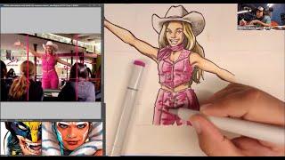 CLASE DE DIBUJO 81 / ESCENA DE CINE ESTILO CÓMIC (Barbie) / (Principiantes)