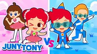  Pink vs. Blue Song +More Kids Songs | Princess Songs | Cartoon | JunyTony