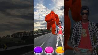 pink, yellow, and, bule, button tiger wofi Gorilla jump on button#vfx #kids #trending #shorts